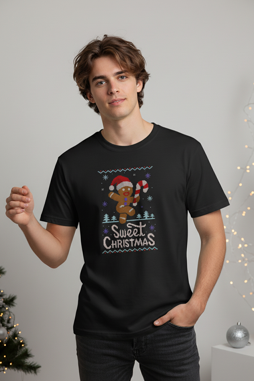 Camisetas Manga corta Negra Sweet Christmas de Unisex