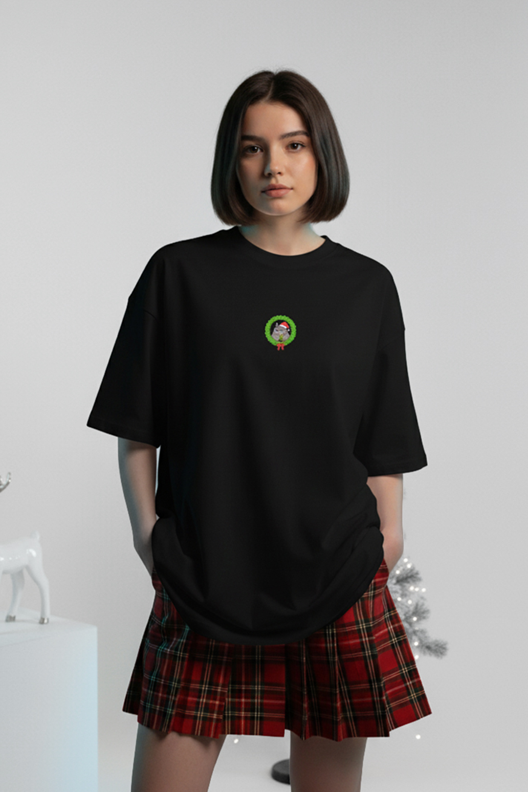 Camisetas Oversize Negra Totoro de Mujer