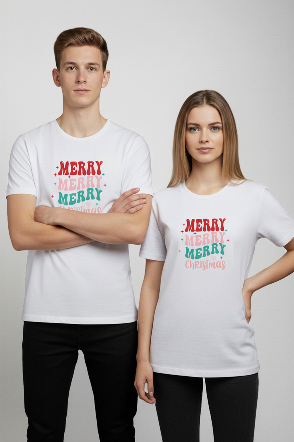 Camisetas Manga corta Blanca Merry Christmas de Unisex