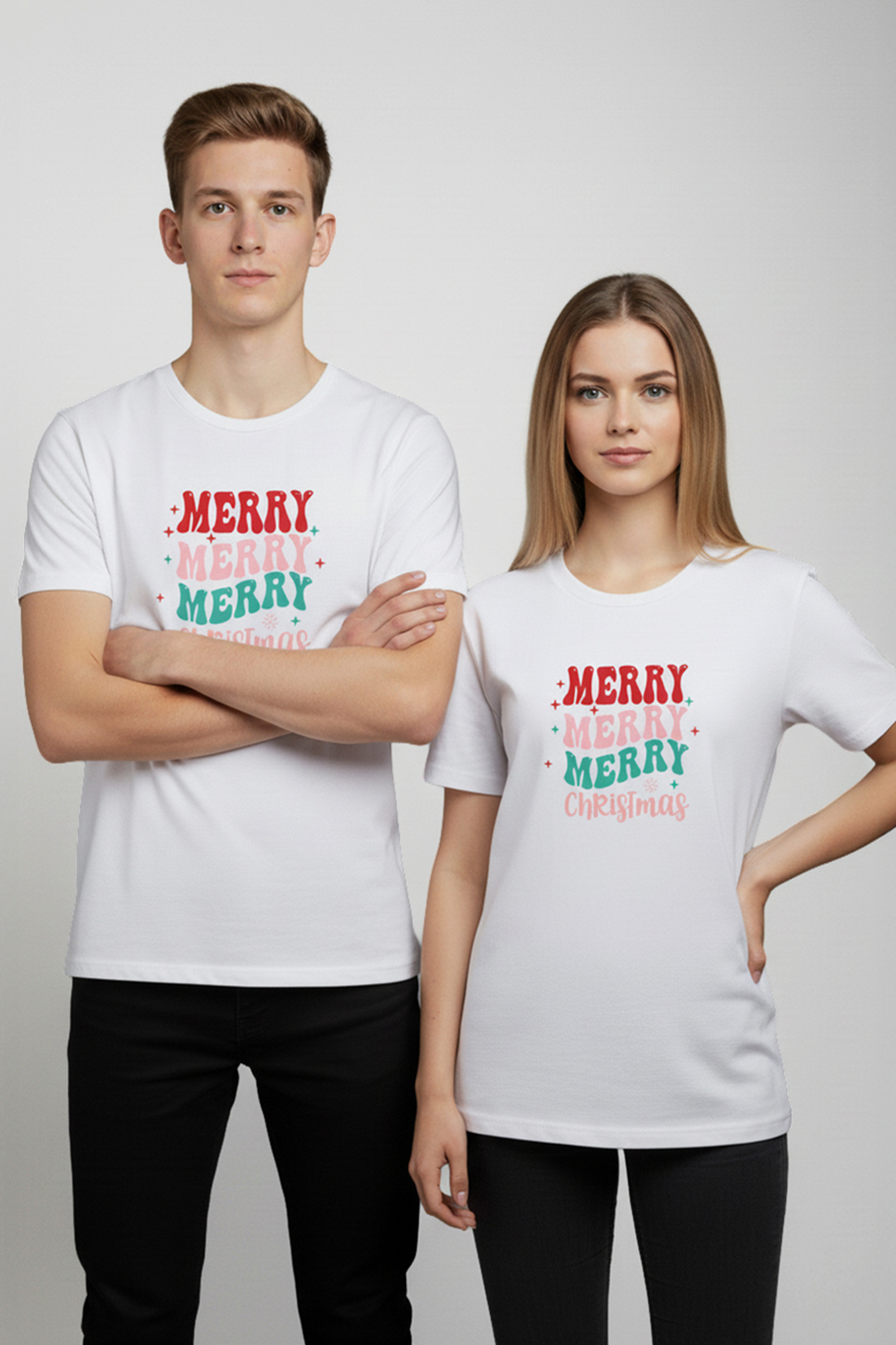 Camisetas Manga corta Blanca Merry Christmas de Unisex