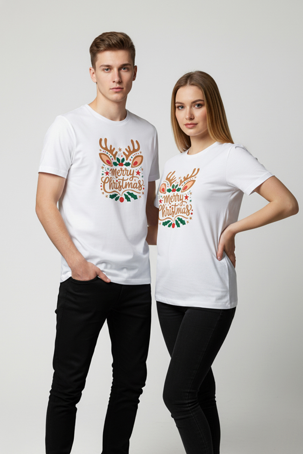 Camisetas Manga corta Blanca Merry Christmas de Unisex