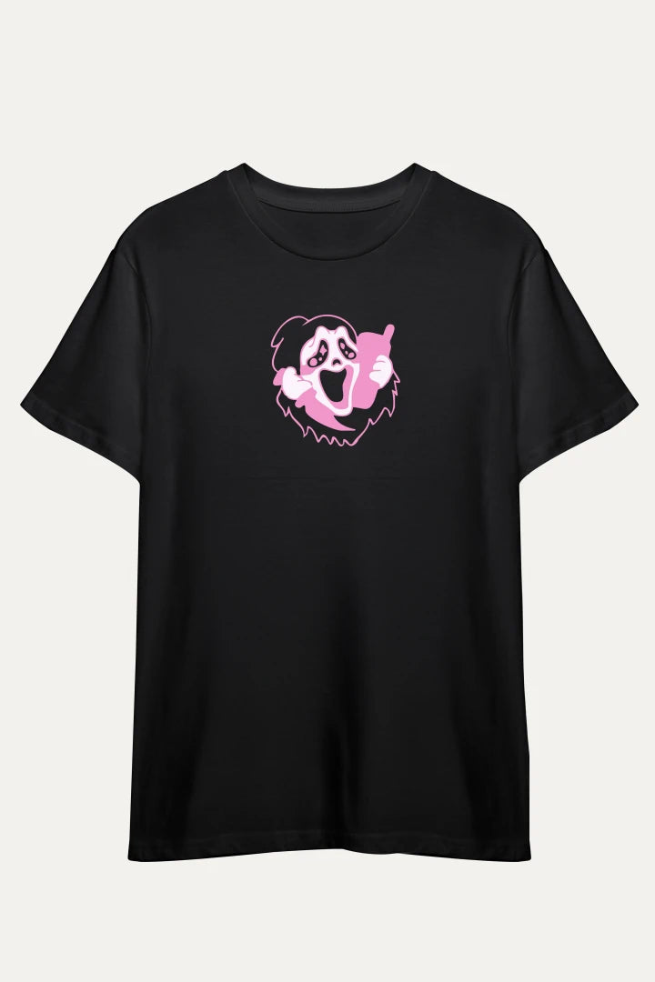 Camisetas básicas Manga corta Negra Ghost Face de Mujer