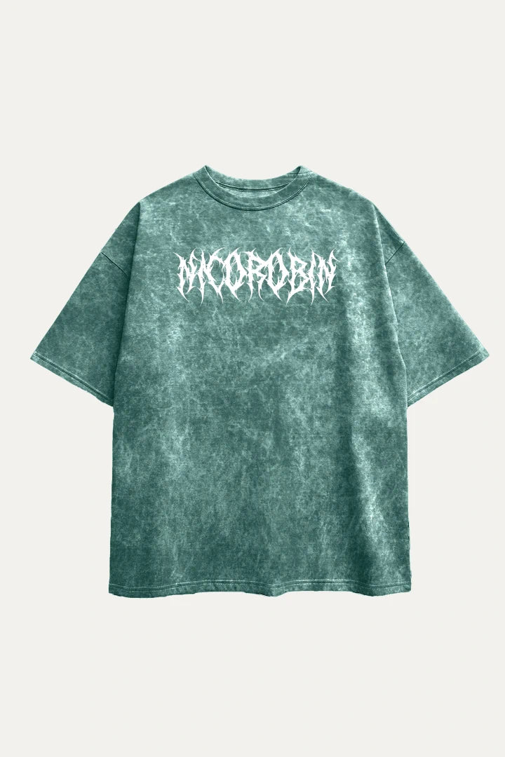 Camisetas Oversize Acid wash Verde Nico Robin de Mujer