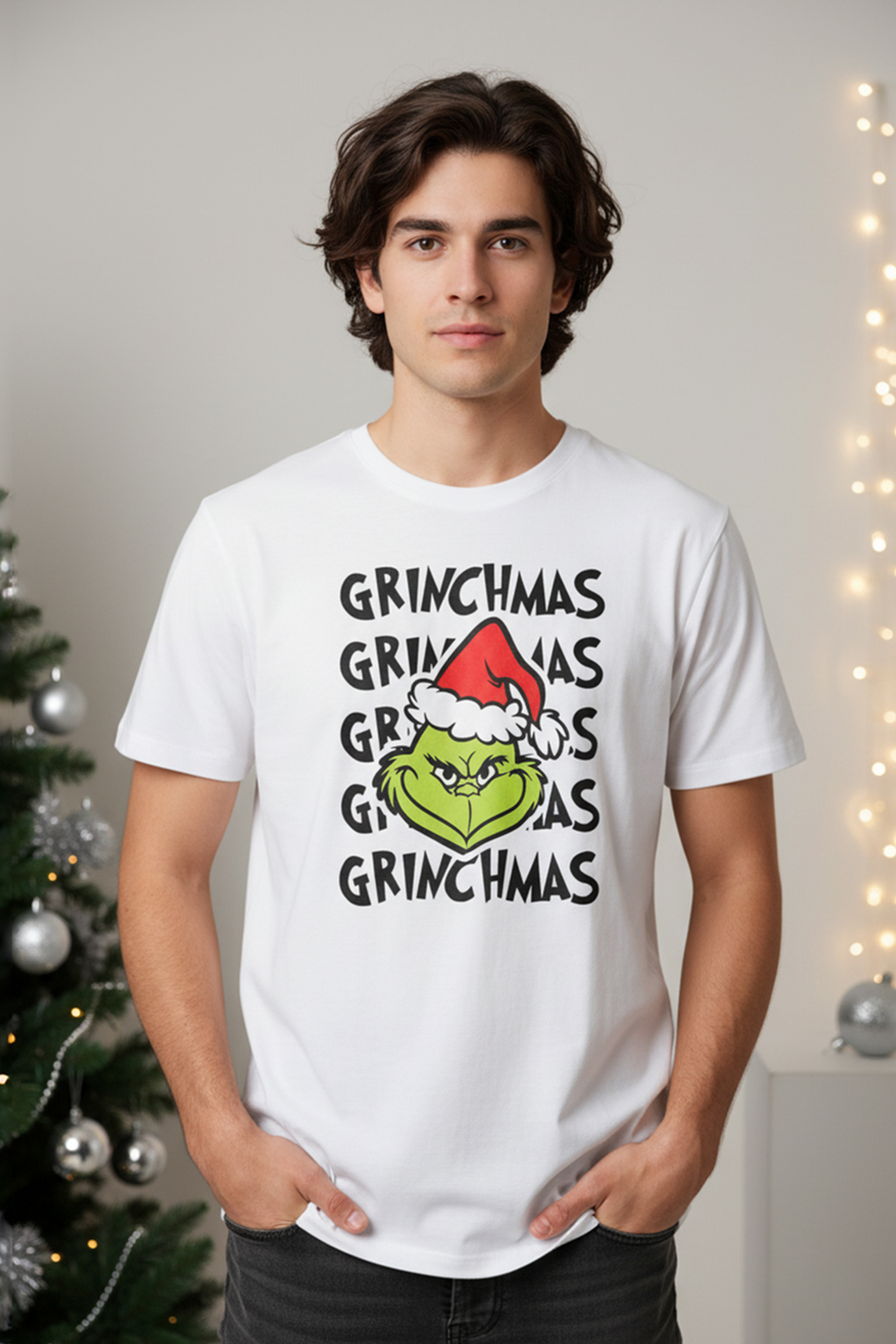 Camisetas Manga corta Blanca Grinchmas de Unisex