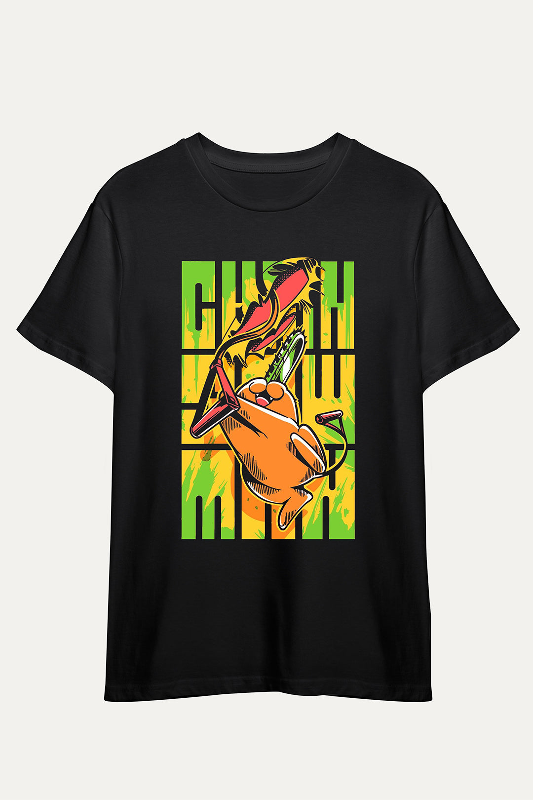 Camisetas Manga corta Negra Pochita de Mujer