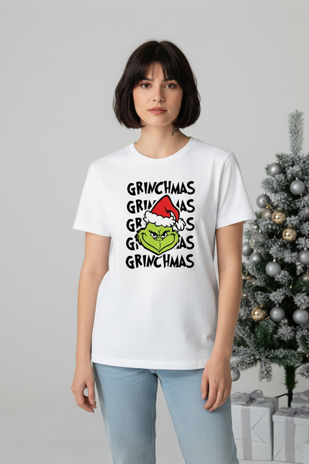 Camisetas Manga corta Blanca Grinchmas de Unisex