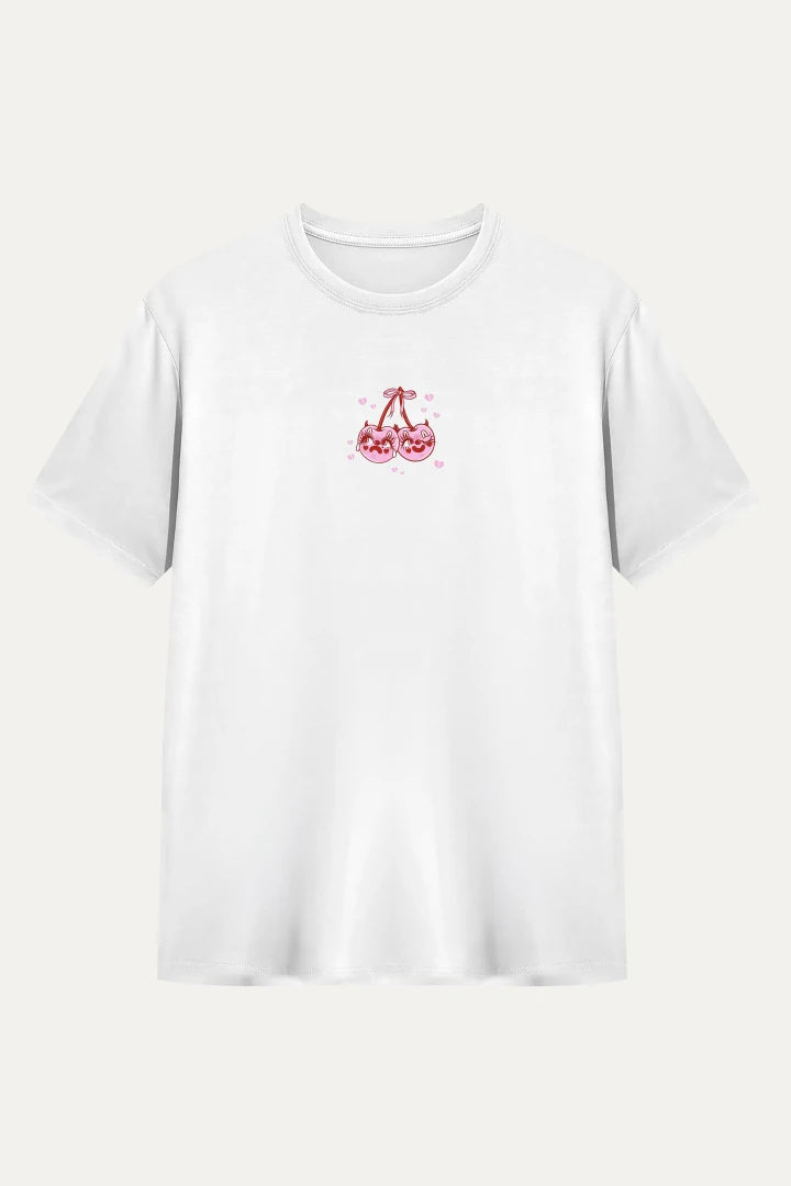 Camisetas básicas Manga corta Blanca Cherry Bomb de Mujer
