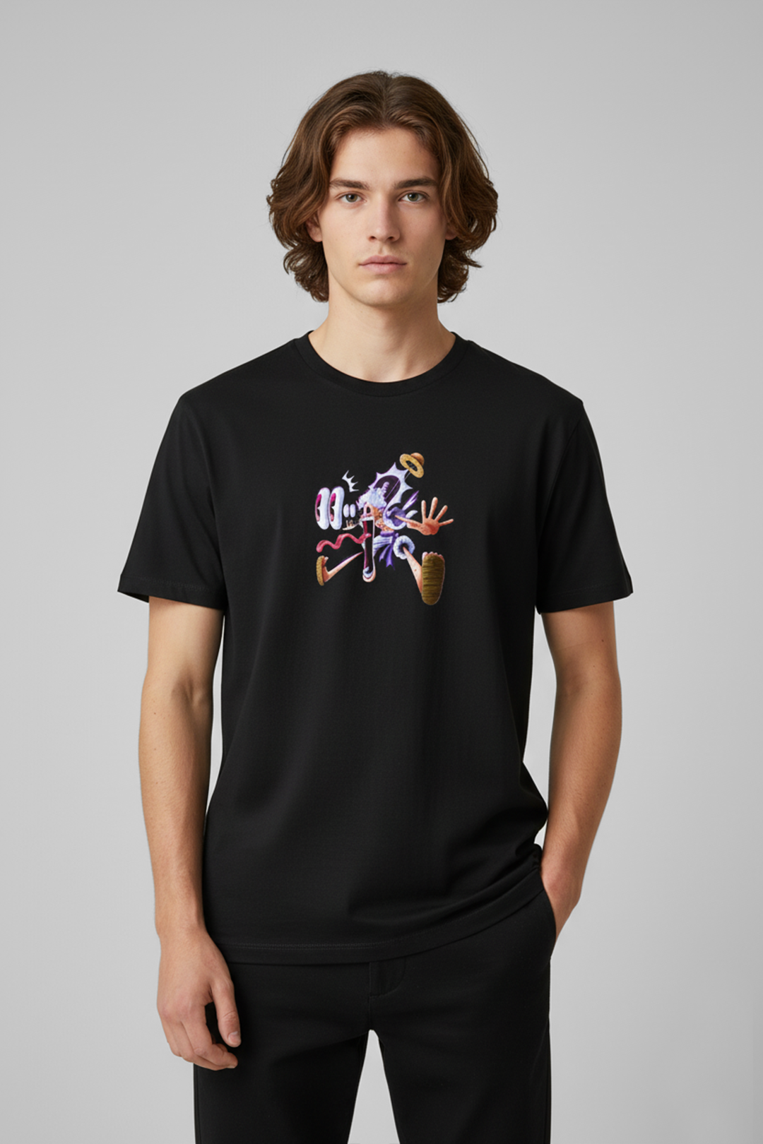 Camisetas Manga corta Negra Luffy de One Piece | Hombre