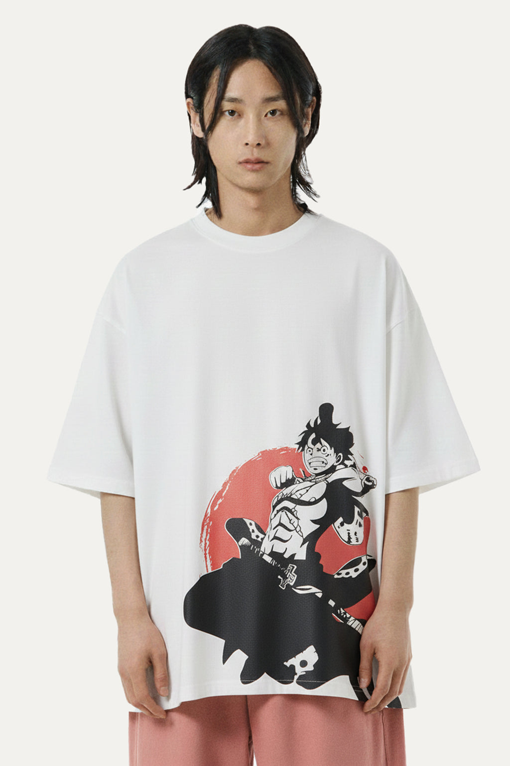 Camisetas Oversize Blanca Lufytaro de One Piece | Hombre