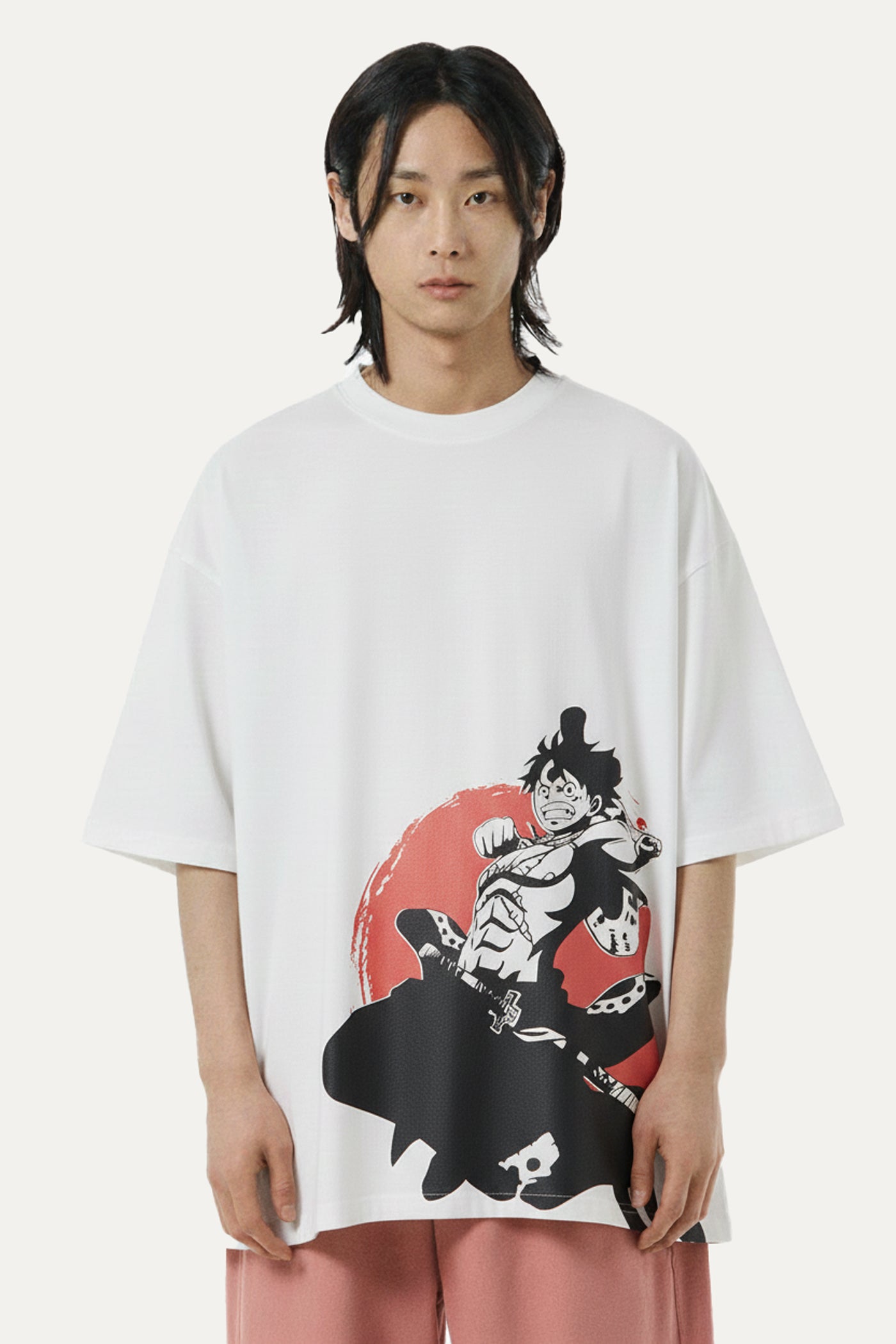 Camisetas Oversize Blanca Lufytaro de One Piece | Hombre