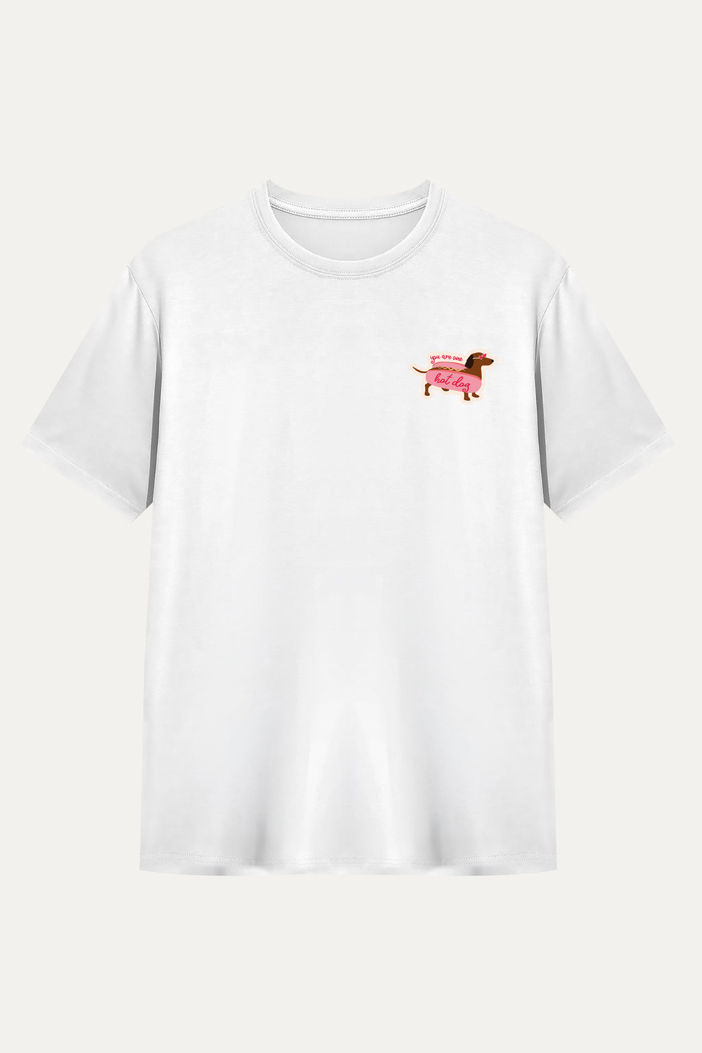 Camisetas Manga corta Blanca Perro Salchicha | Mujer