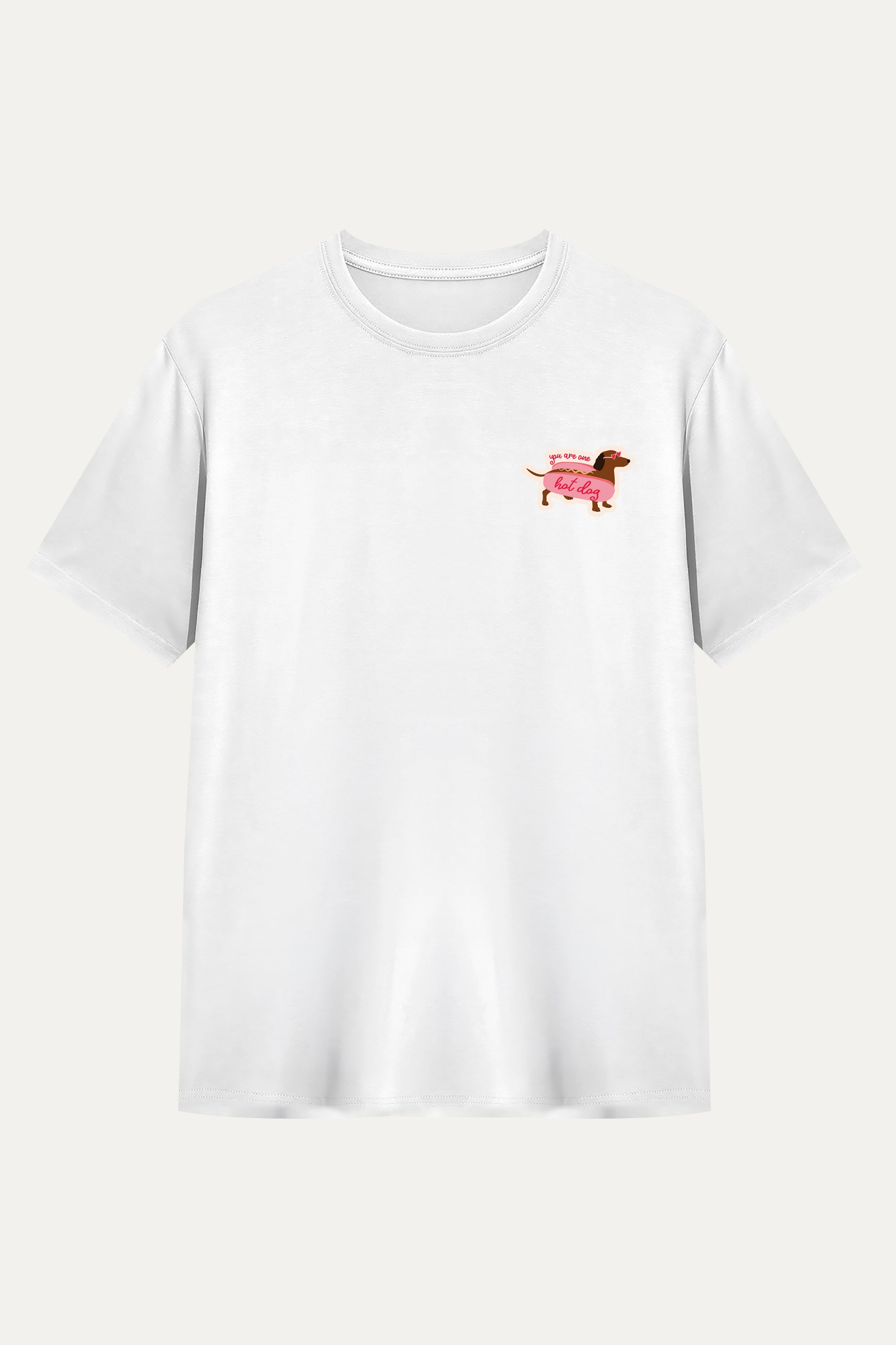 Camisetas Manga corta Blanca Perro Salchicha | Mujer
