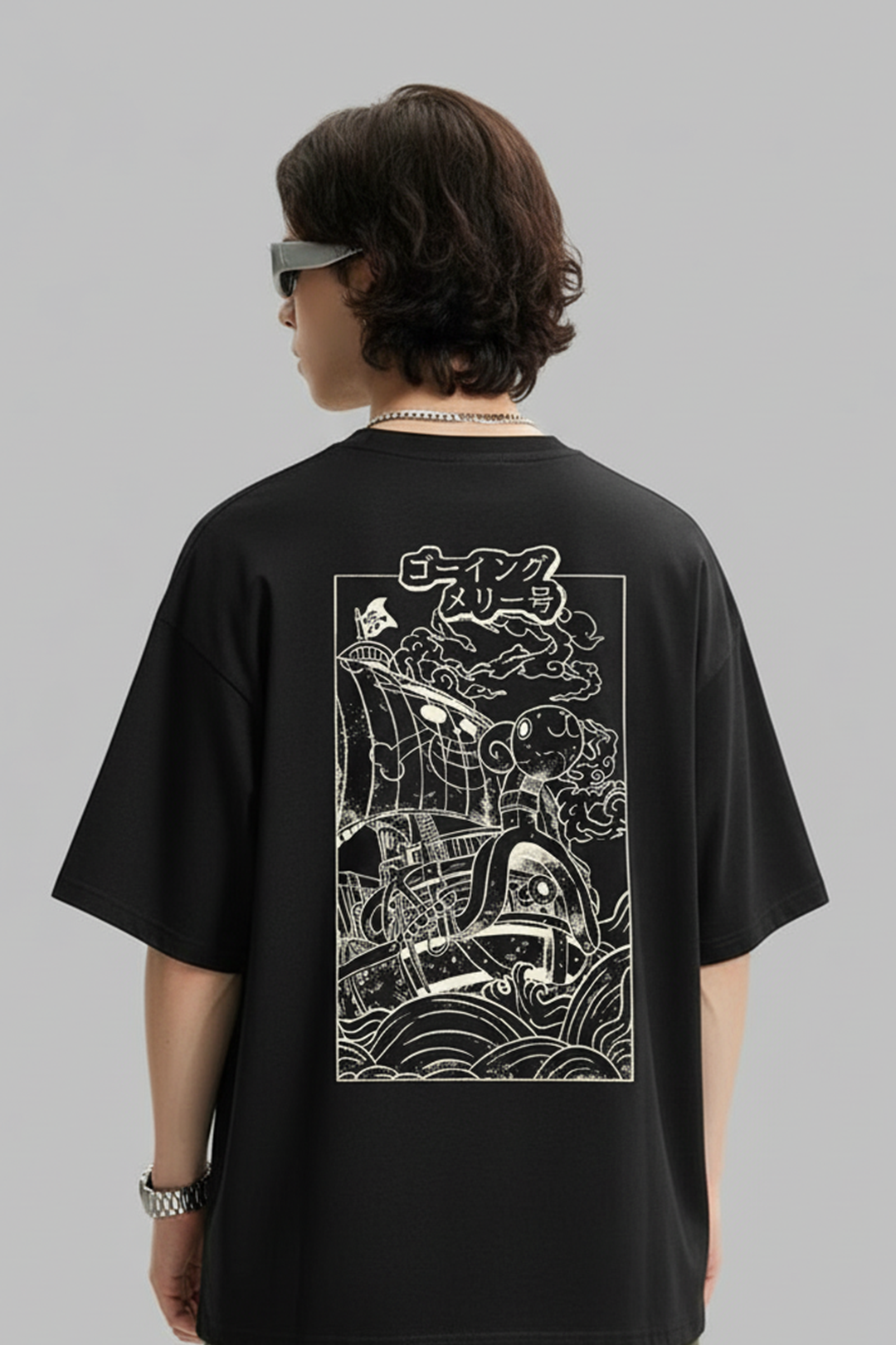 Camisetas Oversize Negra Going Merry de One Piece | Hombre