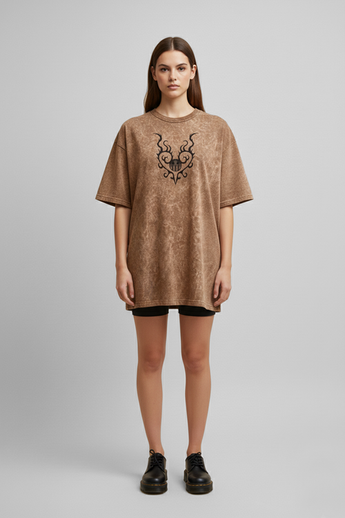 Camisetas Oversize Acid wash Café Trafalgar Law de Mujer