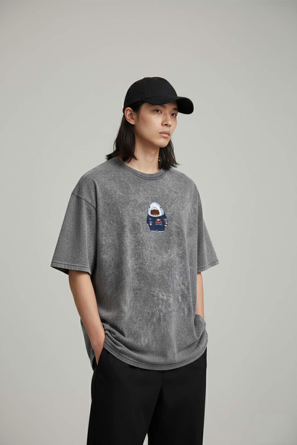Camisetas Oversize Acid wash Gris F1 de Streetwear | Hombre