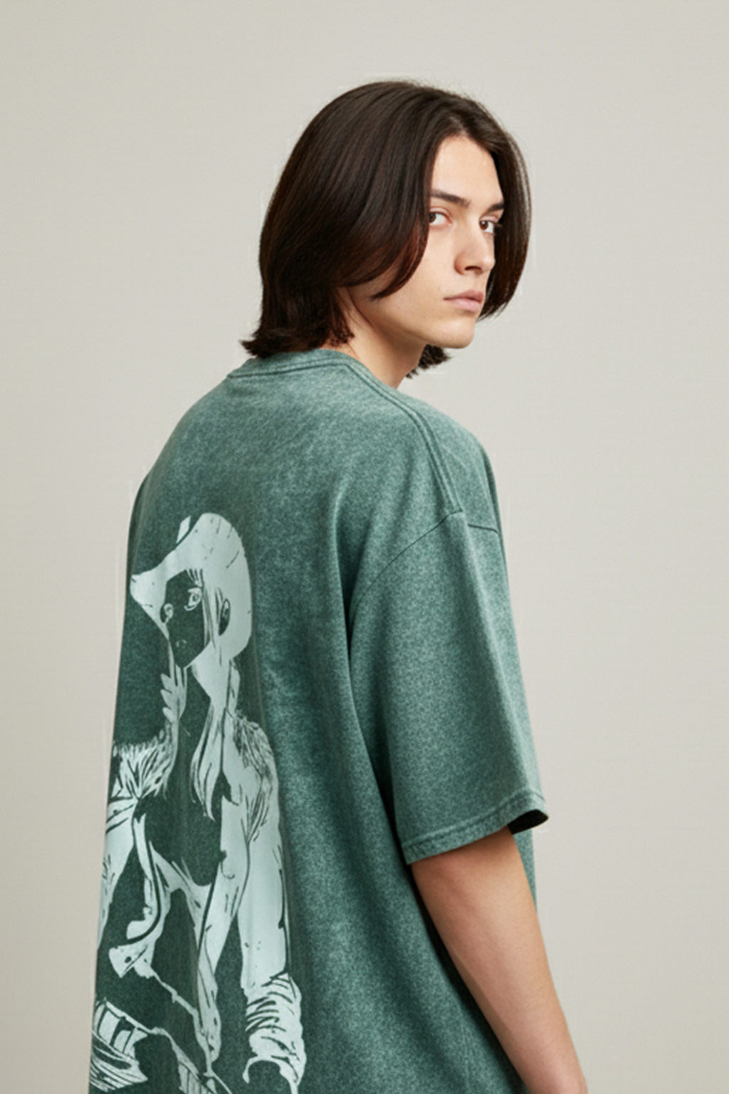 Camisetas Oversize Acid wash Verde Nico Robin de Hombre
