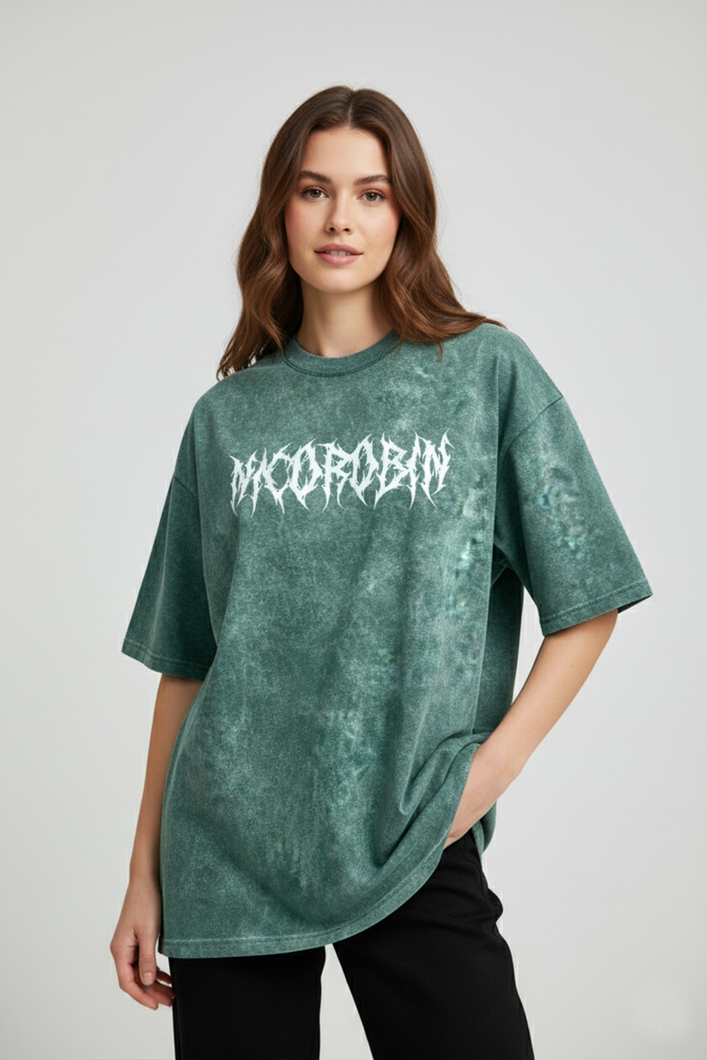 Camisetas Oversize Acid wash Verde Nico Robin de Mujer