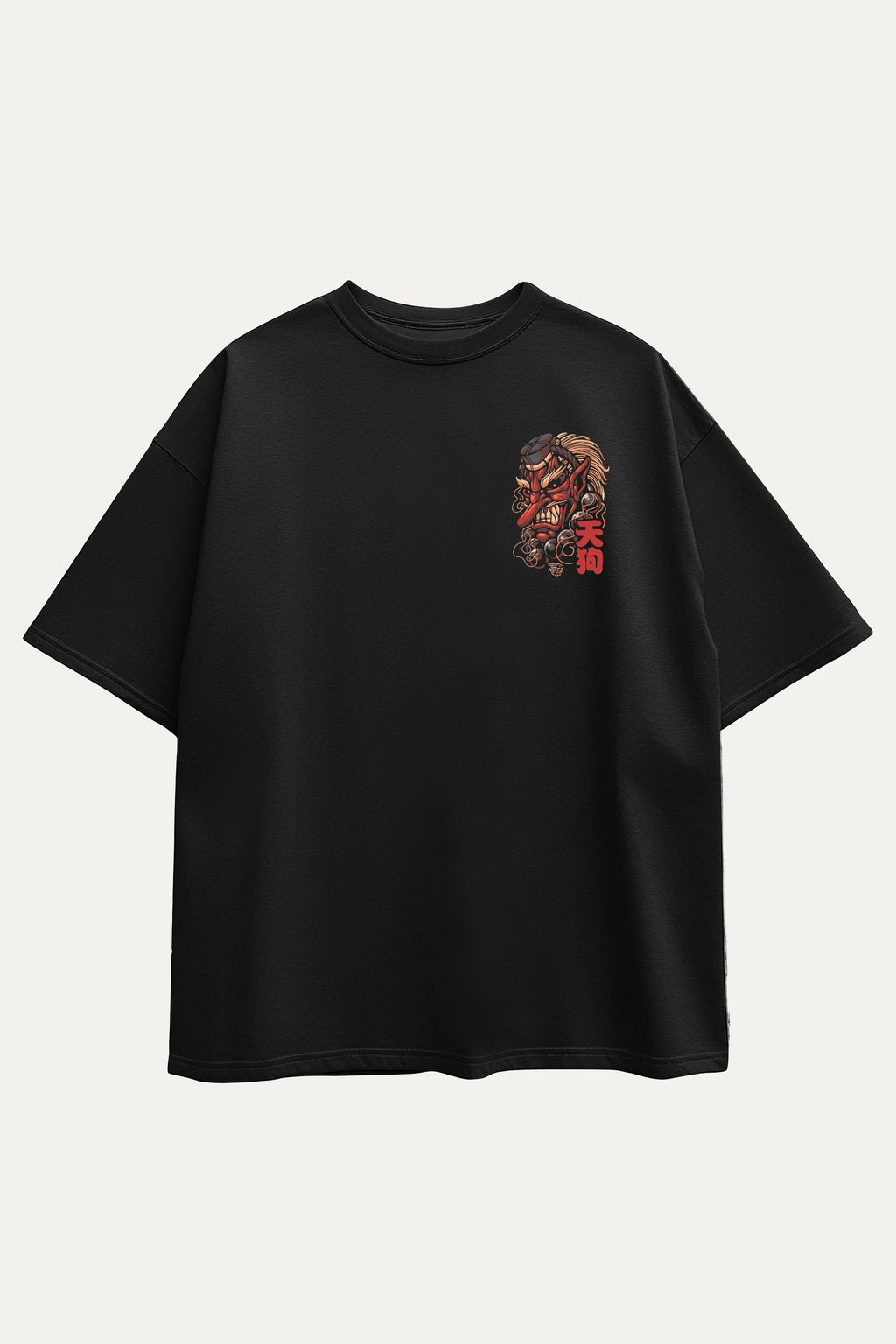 Camisetas Oversize Negra Oni de Streetwear | Hombre