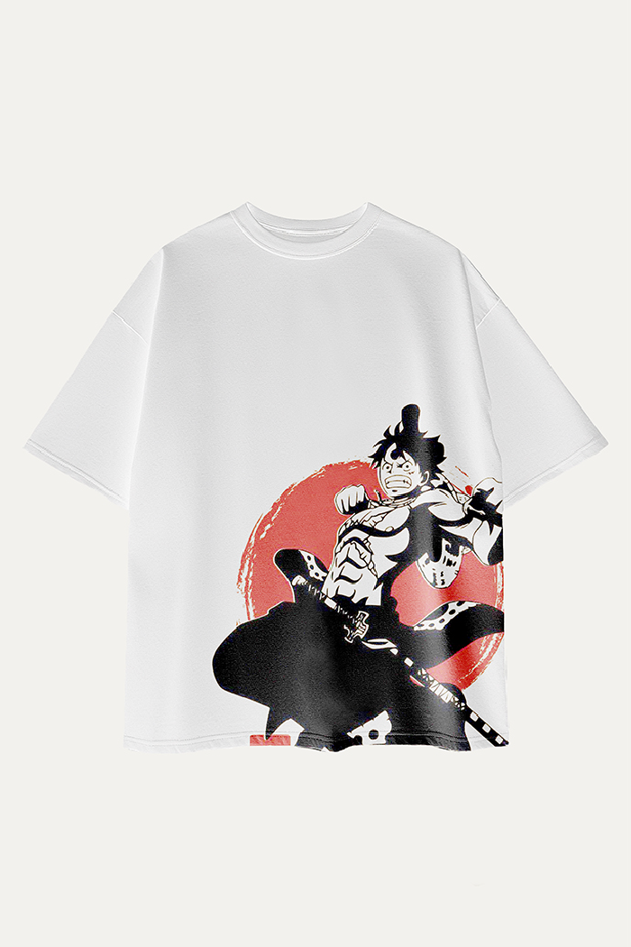 Camisetas Oversize Blanca Lufytaro de One Piece | Hombre