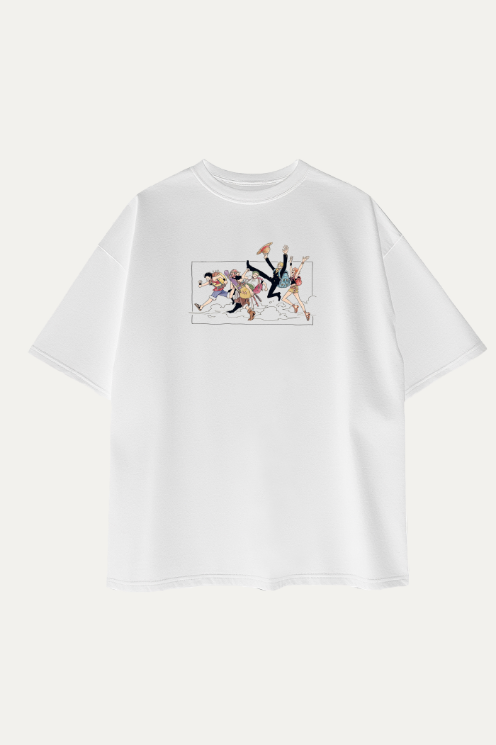 Camiseta Oversize Blanca Mugiwaras de One Piece | Hombre