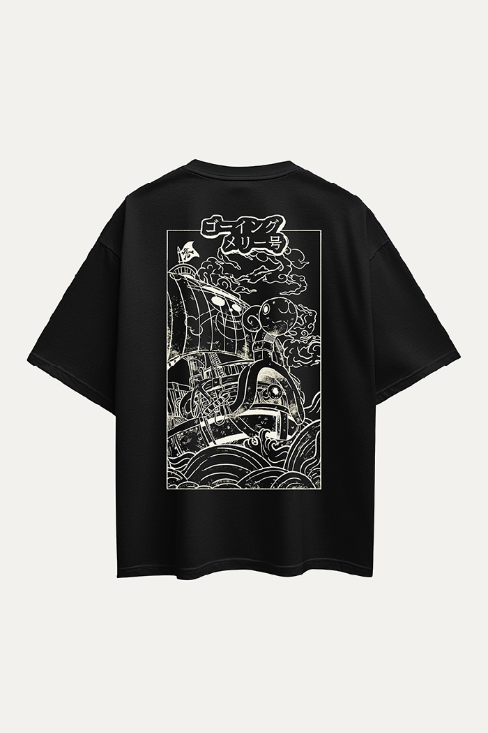 Camisetas Oversize Negra Going Merry de One Piece | Mujer