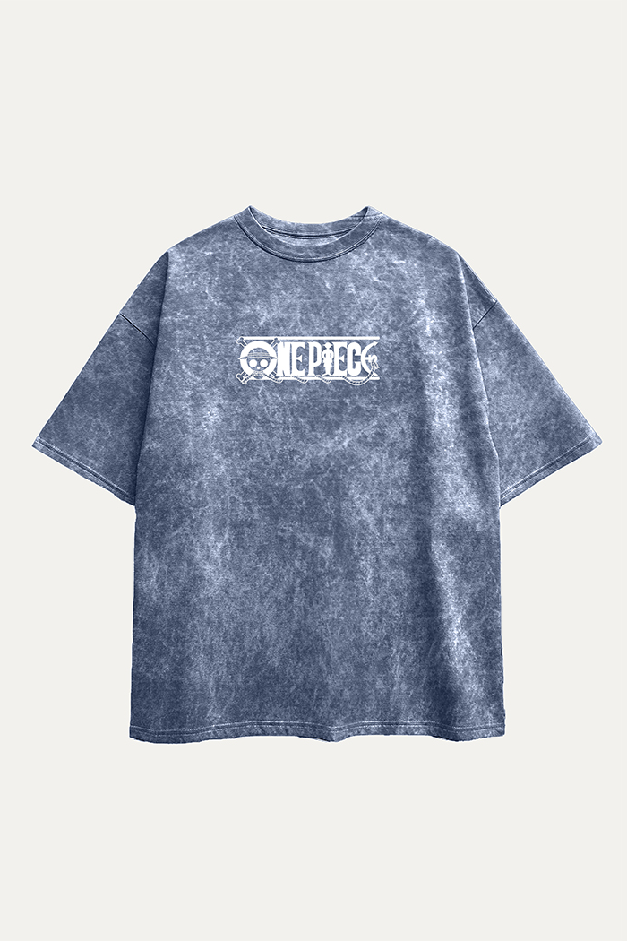 Camisetas Oversize Acid wash Azul Luffy de One Piece | Mujer