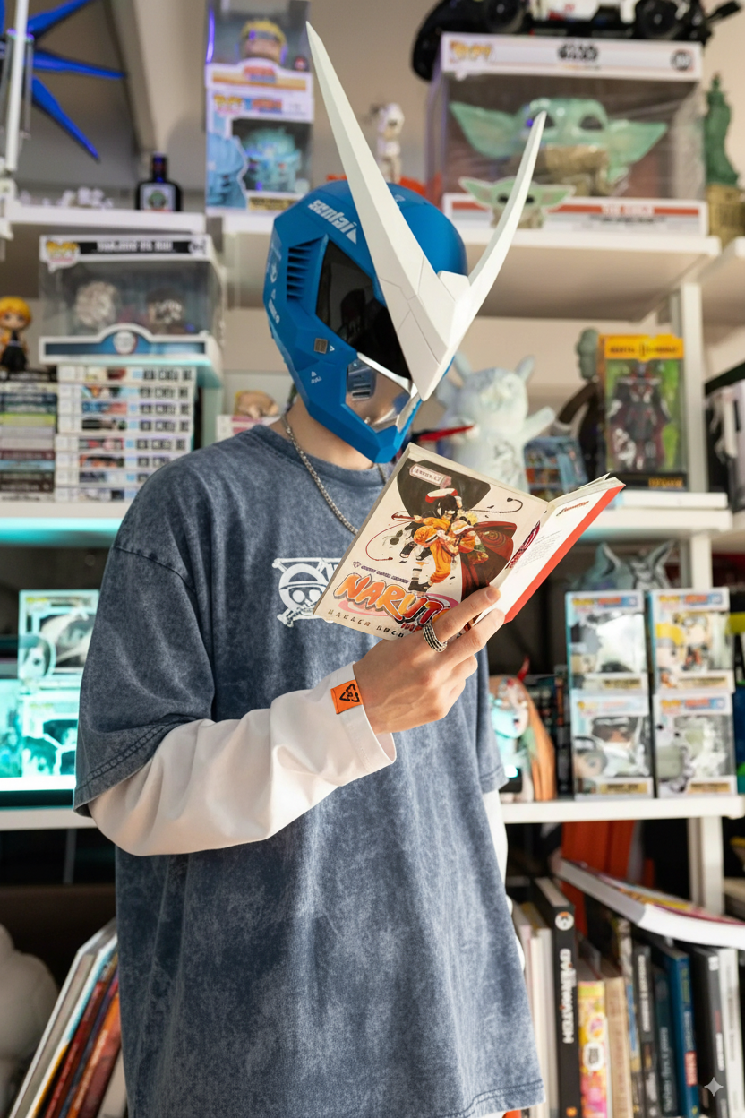 Camisetas Oversize Acid wash Azul Luffy de One Piece | Hombre