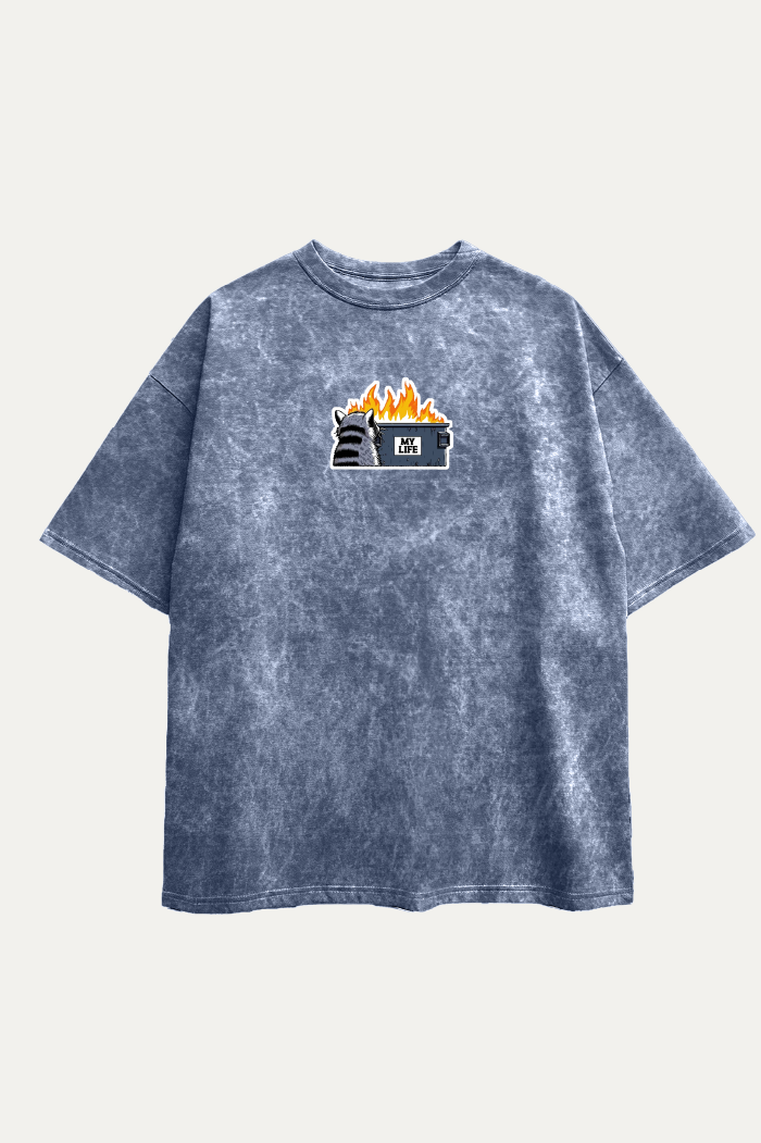 Camisetas Oversize Acid wash Azul My Life | Hombre