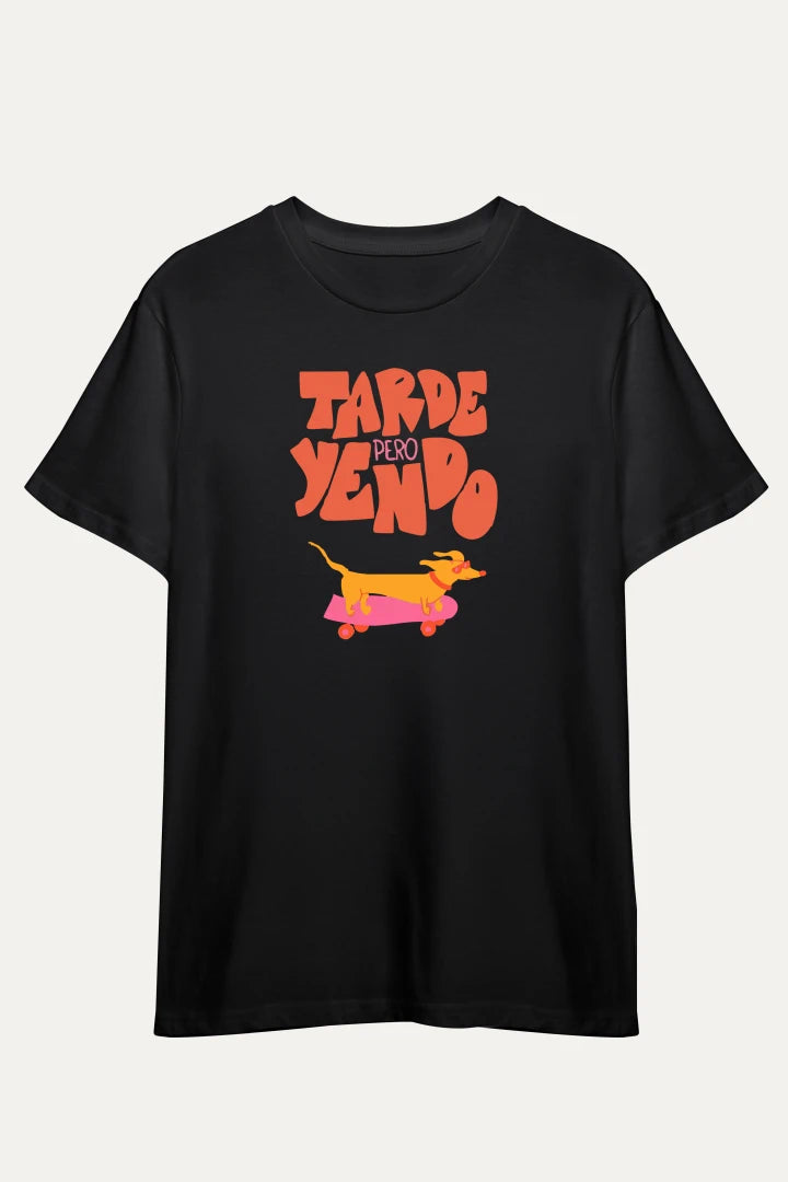 Camisetas básicas Manga corta Negra Perro Salchicha de Mujer