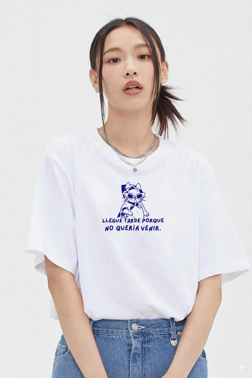 Camisetas Manga corta Blanca Gato Sir de Casual Lifestyle | Mujer