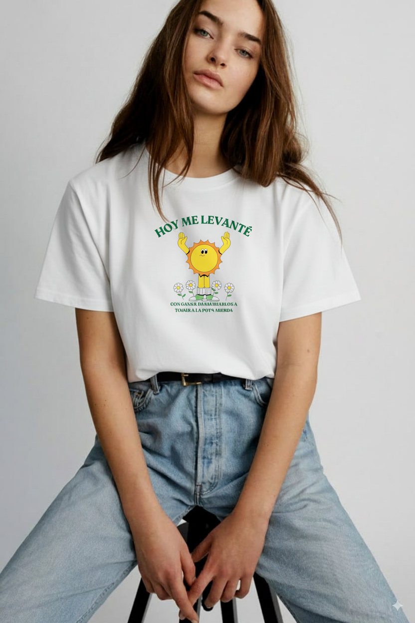 Camisetas Manga corta sol Blanca casual | Mujer