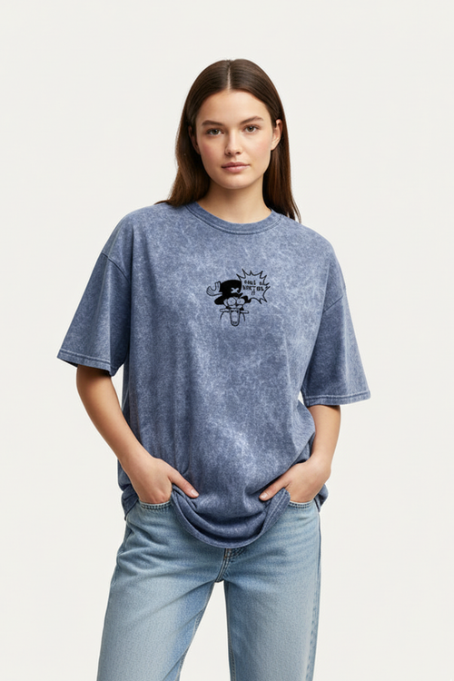 Camisetas Oversize Acid wash Azul Chopper de One Piece | Mujer