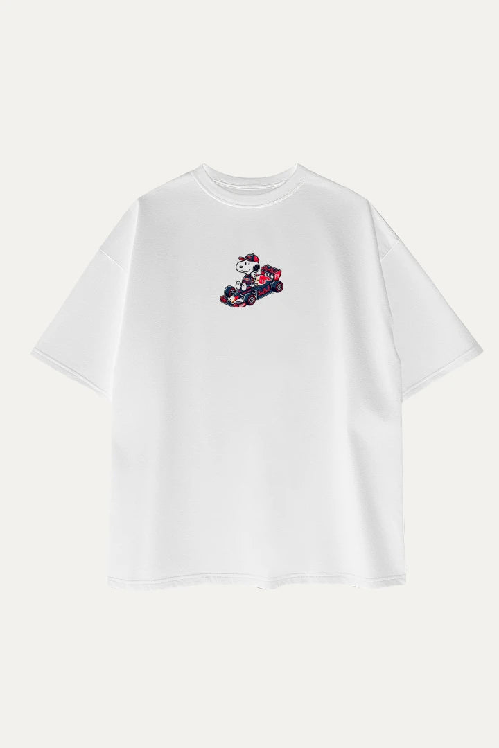 Camisetas Oversize Blanca F1 de Streetwear | Mujer