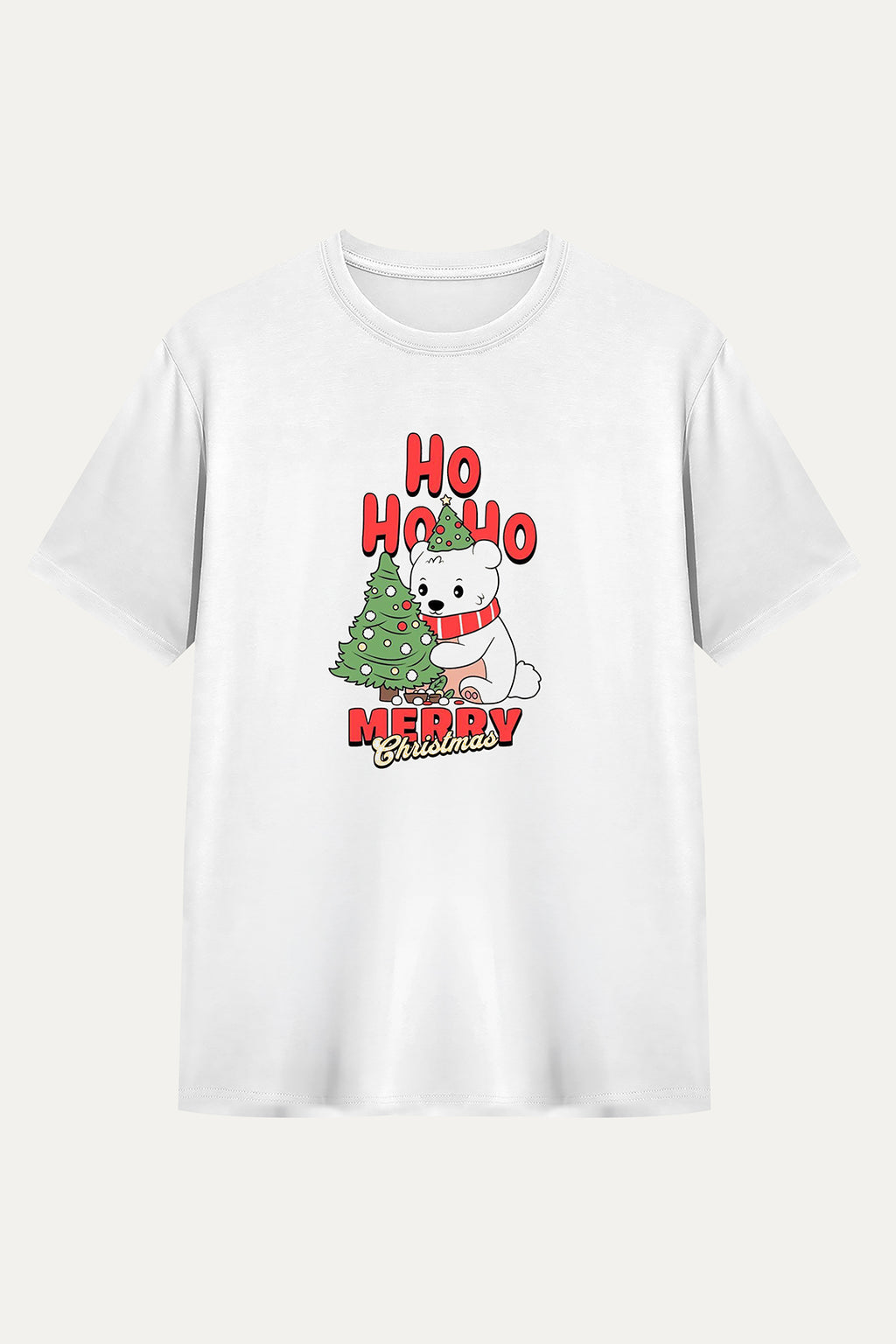 Camisetas Manga corta Blanca Navidad Ho Ho Ho de Mujer