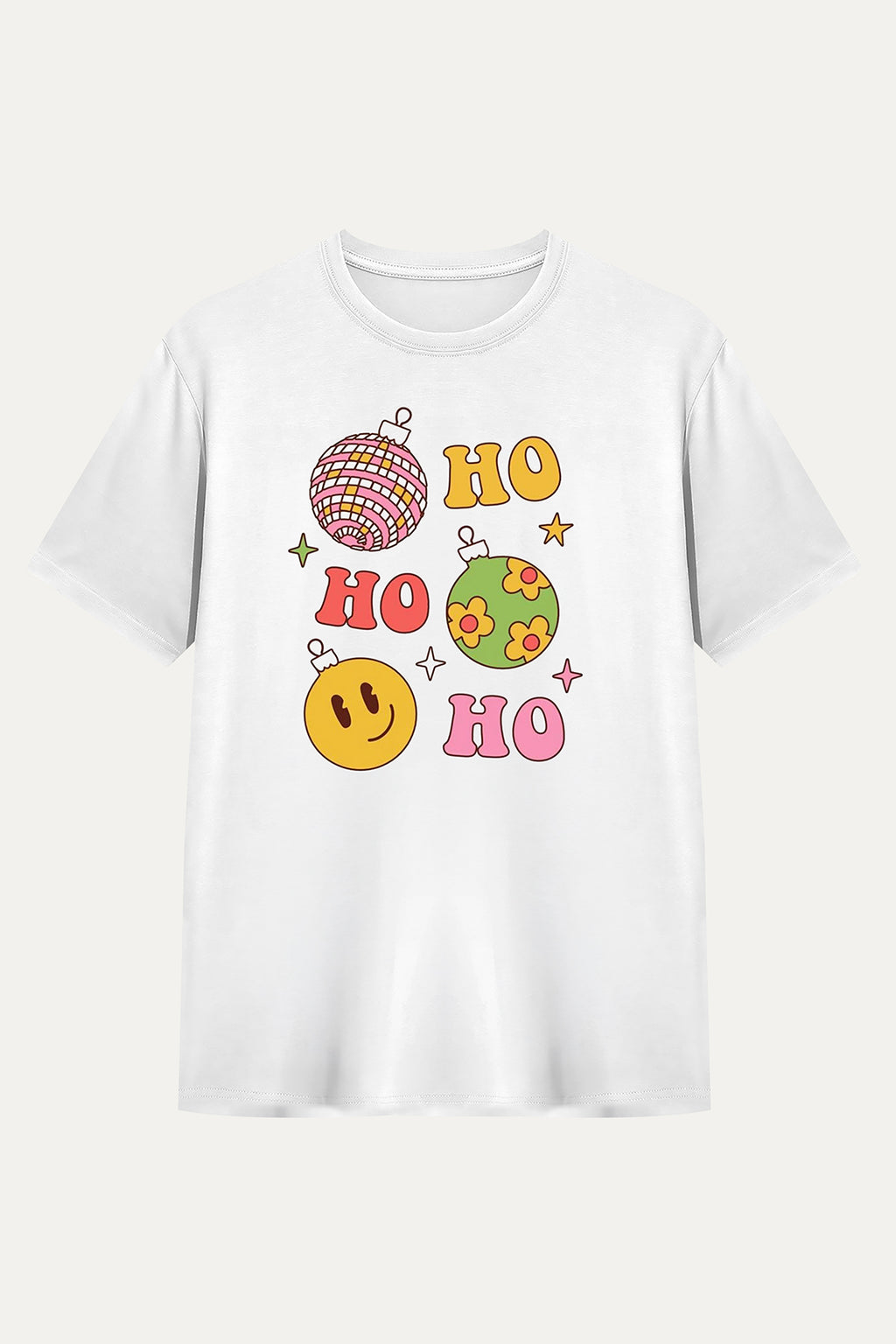 Camisetas Manga corta Blanca Ho Ho Ho de Mujer