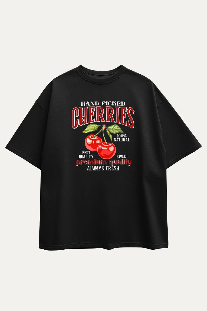 Camisetas Oversize Negra Cherry Bomb de Casual Lifestyle | Mujer