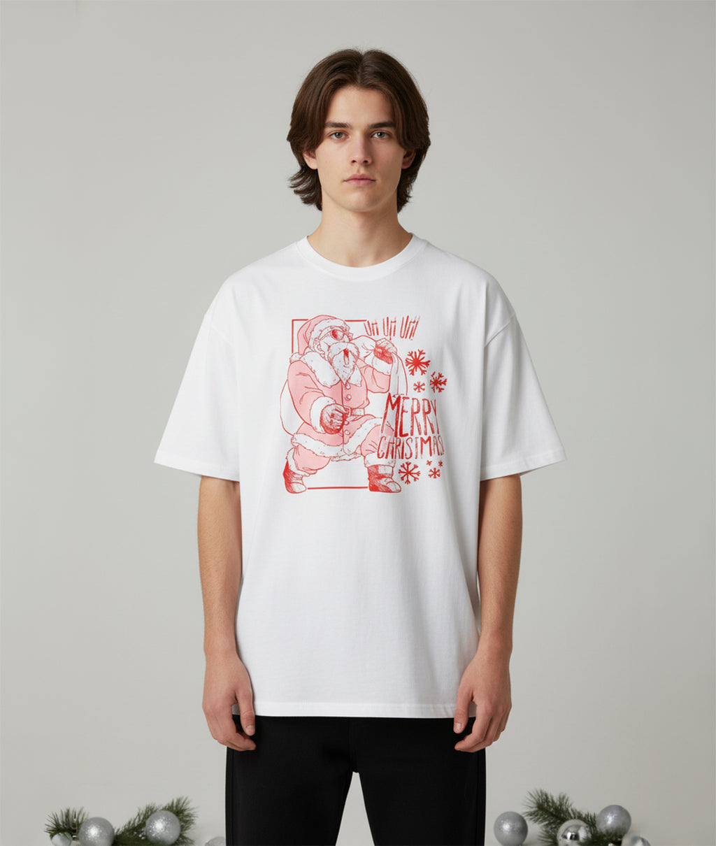 Camisetas Oversize Blanca Dragon Ball Navidad de Unisex
