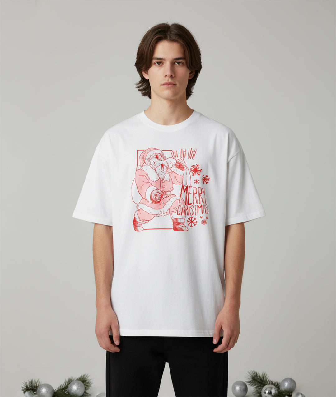Camisetas Oversize Blanca Dragon Ball Navidad de Unisex